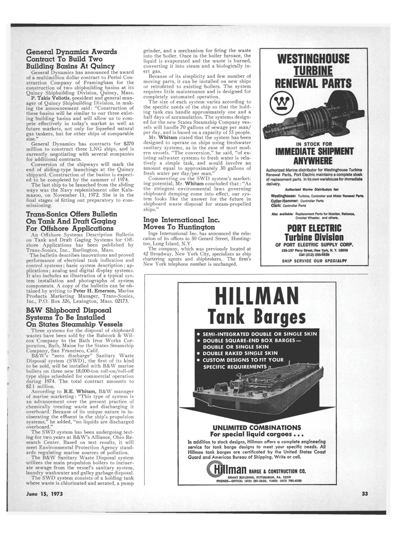 Maritime Reporter Magazine, page 31,  Jun 15, 1973
