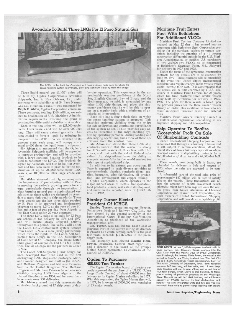 Maritime Reporter Magazine, page 6,  Jun 15, 1973