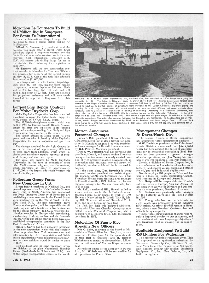 Maritime Reporter Magazine, page 19,  Jul 1973