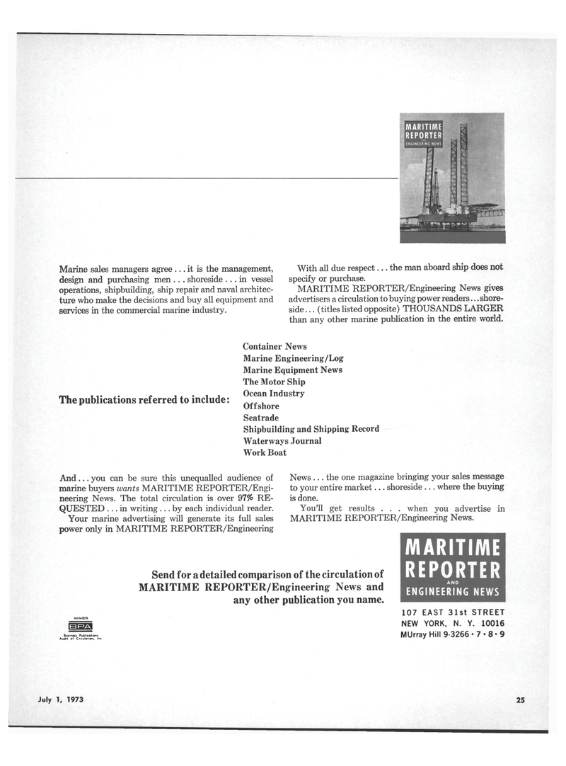 Maritime Reporter Magazine, page 23,  Jul 1973