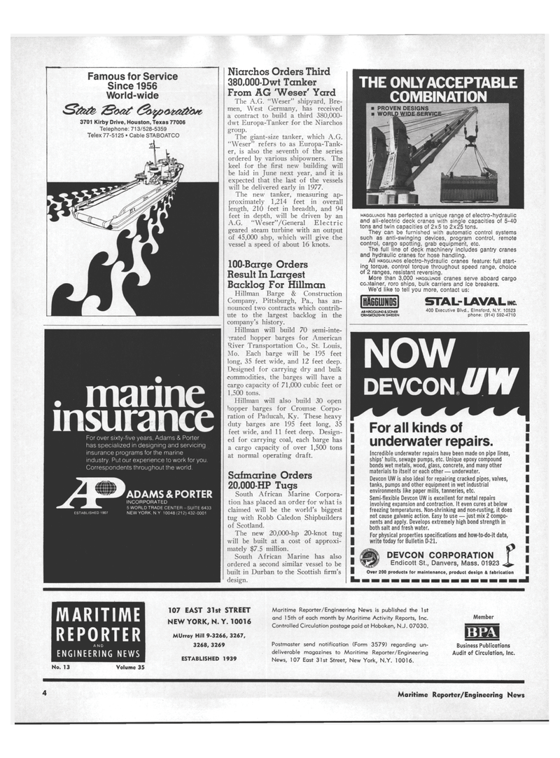 Maritime Reporter Magazine, page 2,  Jul 1973