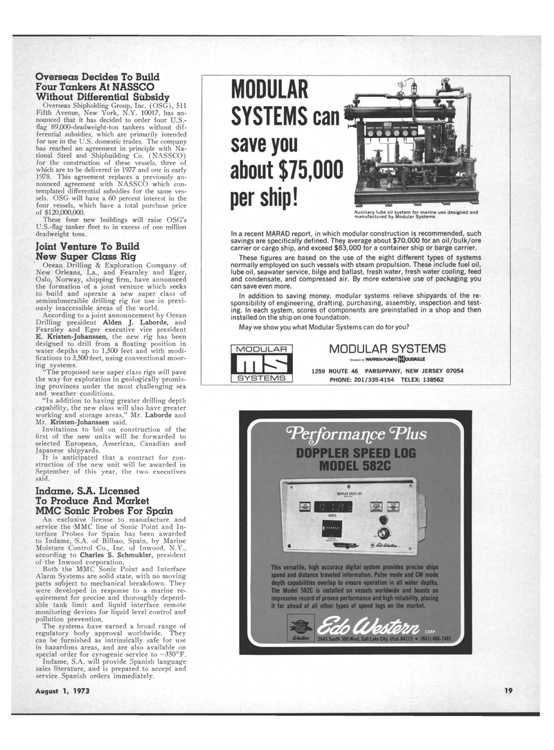 Maritime Reporter Magazine, page 17,  Aug 1973