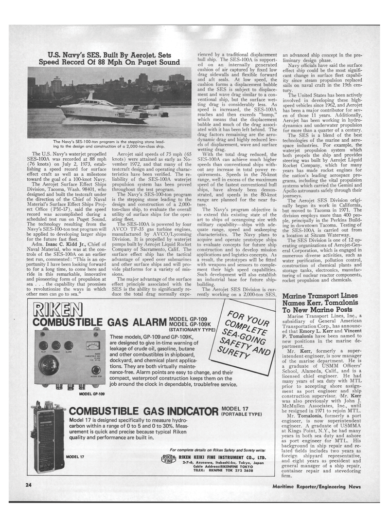 Maritime Reporter Magazine, page 22,  Aug 1973