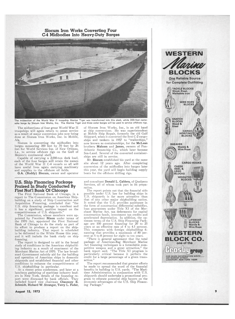 Maritime Reporter Magazine, page 7,  Aug 15, 1973