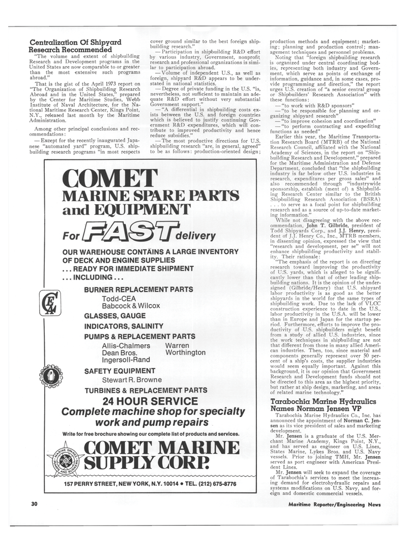 Maritime Reporter Magazine, page 28,  Sep 15, 1973