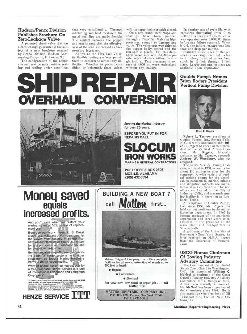 Maritime Reporter Magazine, page 40,  Sep 15, 1973