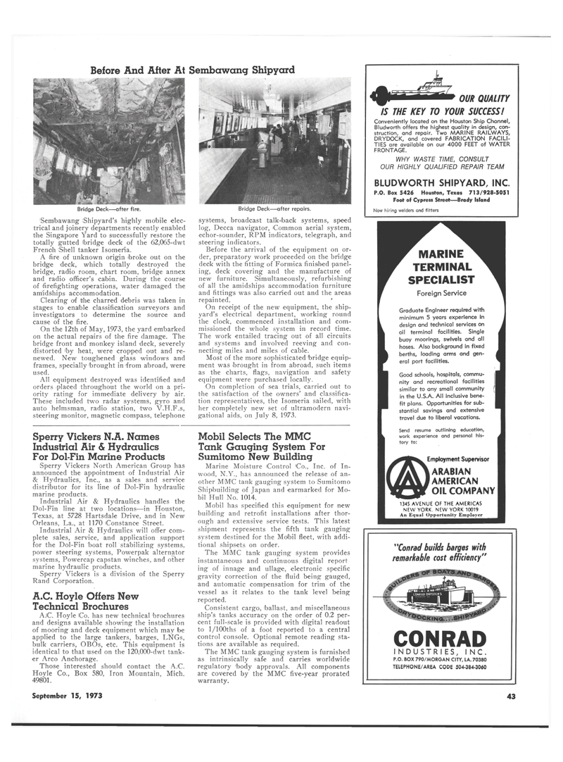 Maritime Reporter Magazine, page 41,  Sep 15, 1973