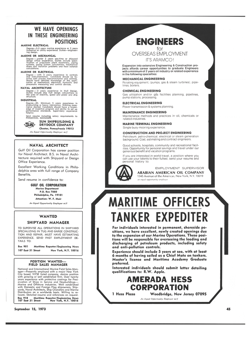 Maritime Reporter Magazine, page 43,  Sep 15, 1973