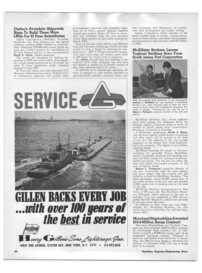 Maritime Reporter Magazine, page 32,  Oct 1973