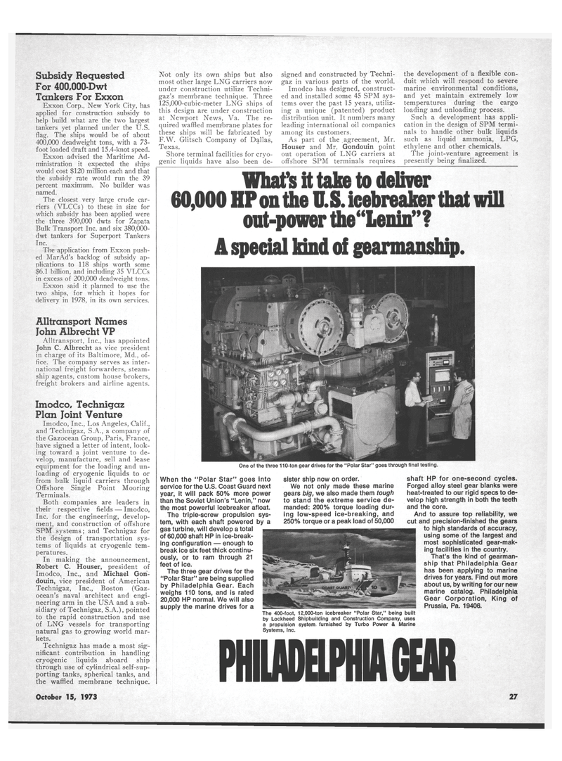 Maritime Reporter Magazine, page 21,  Oct 15, 1973