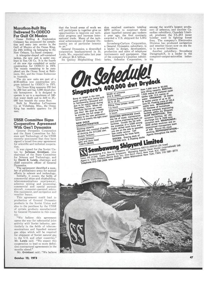 Maritime Reporter Magazine, page 37,  Oct 15, 1973
