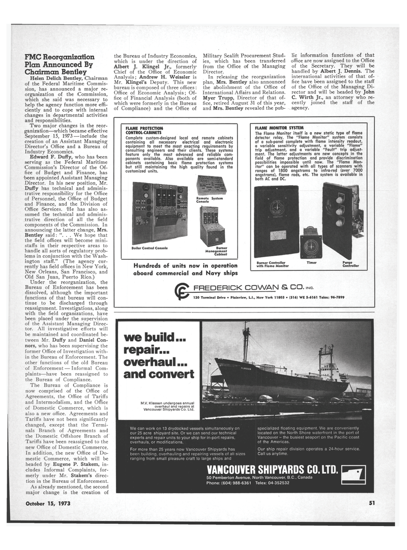 Maritime Reporter Magazine, page 41,  Oct 15, 1973