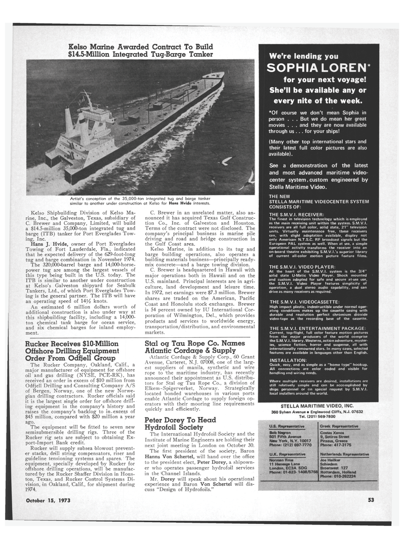 Maritime Reporter Magazine, page 43,  Oct 15, 1973