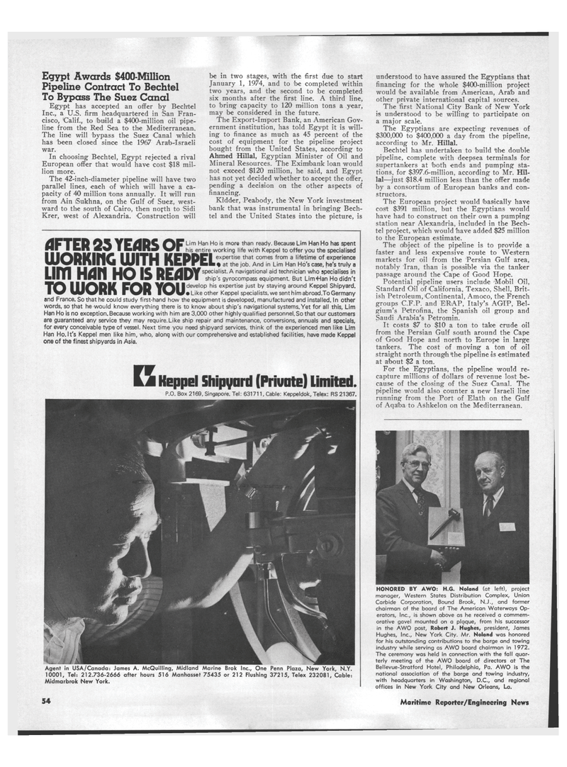 Maritime Reporter Magazine, page 44,  Oct 15, 1973