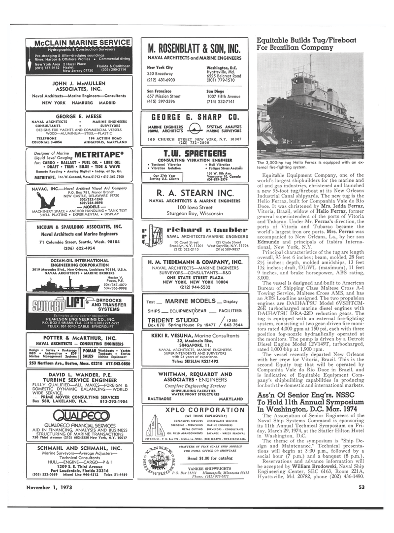 Maritime Reporter Magazine, page 47,  Nov 1973