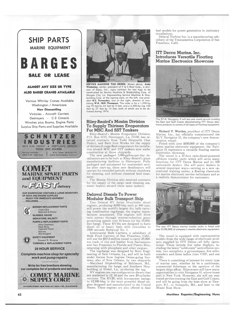 Maritime Reporter Magazine, page 58,  Nov 1973
