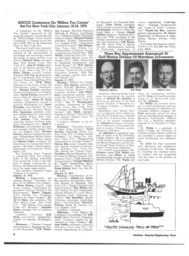 Maritime Reporter Magazine, page 6,  Nov 15, 1973