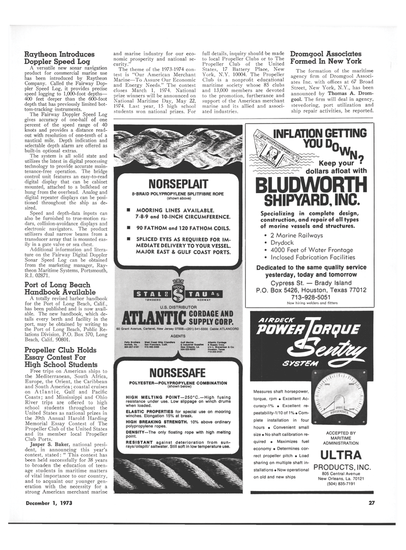 Maritime Reporter Magazine, page 23,  Dec 1973