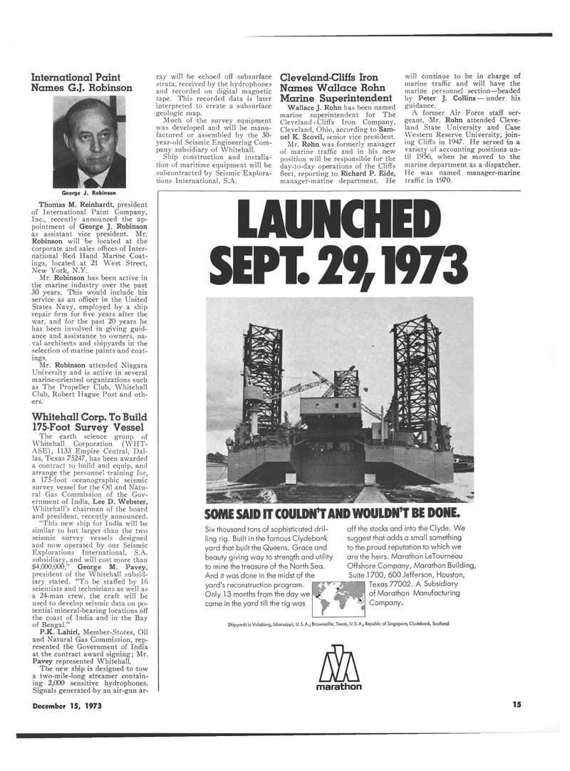 Maritime Reporter Magazine, page 13,  Dec 15, 1973
