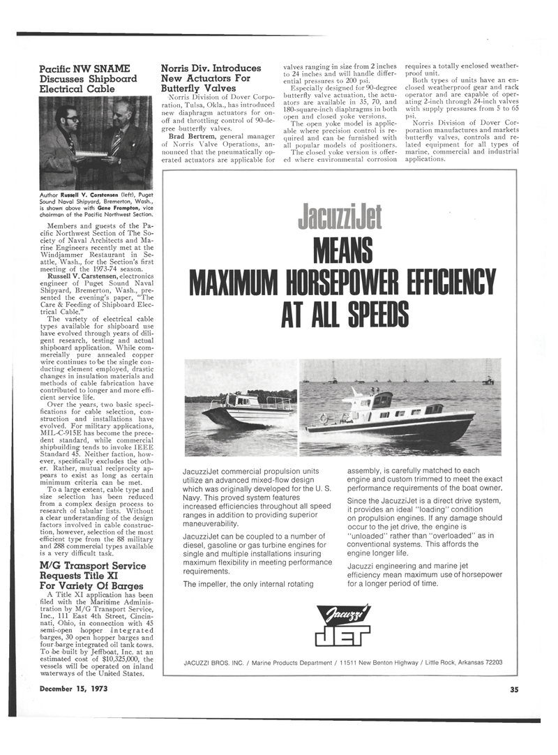 Maritime Reporter Magazine, page 33,  Dec 15, 1973