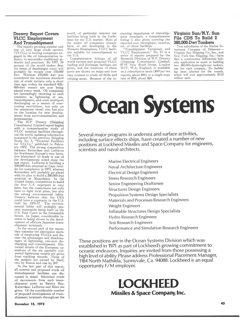 Maritime Reporter Magazine, page 43,  Dec 15, 1973