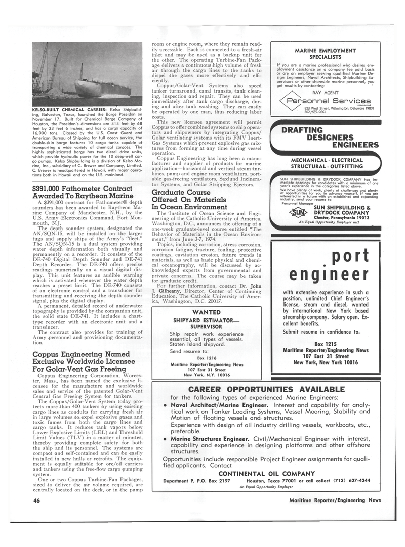 Maritime Reporter Magazine, page 46,  Dec 15, 1973