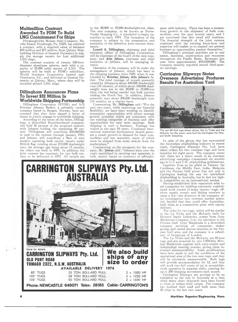 Maritime Reporter Magazine, page 4,  Dec 15, 1973