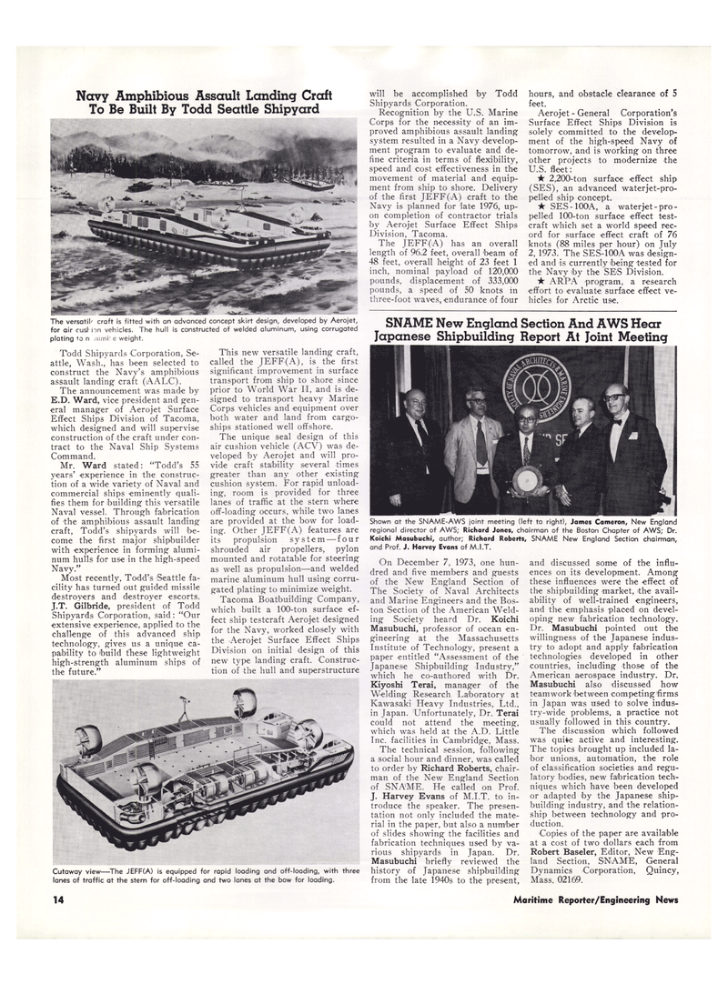 Maritime Reporter Magazine, page 12,  Jan 15, 1974