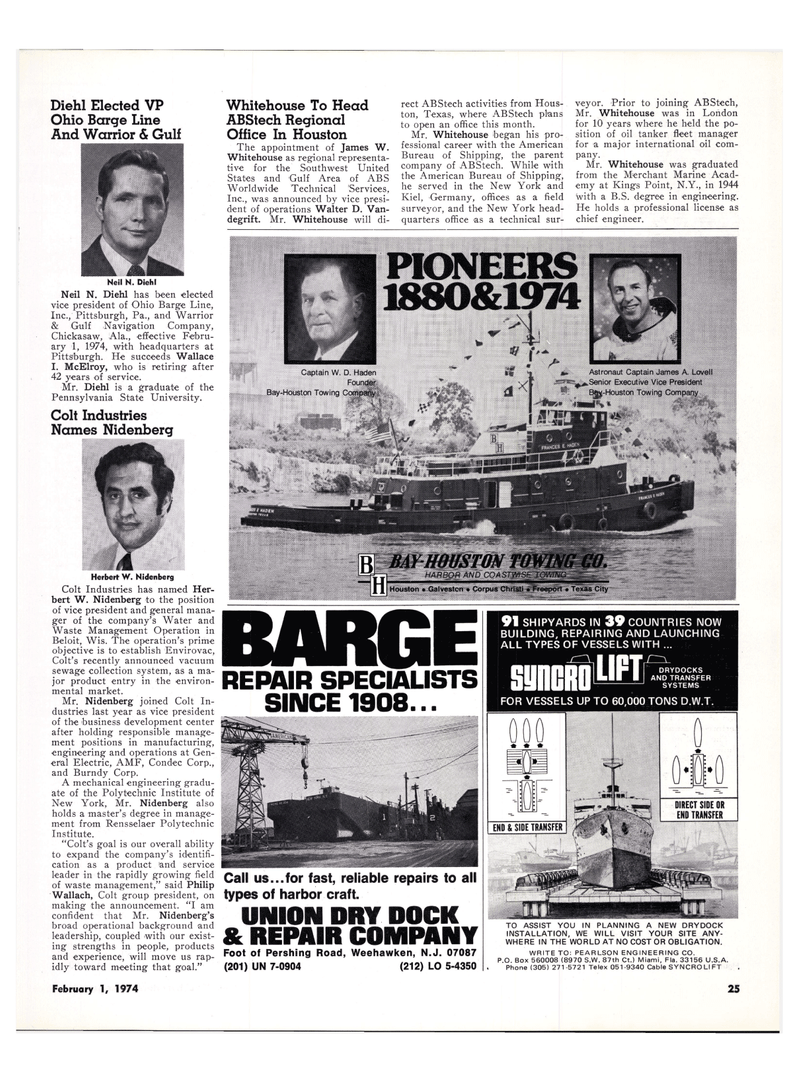 Maritime Reporter Magazine, page 22,  Feb 1974