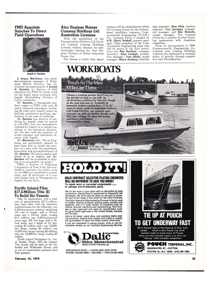 Maritime Reporter Magazine, page 22,  Feb 15, 1974