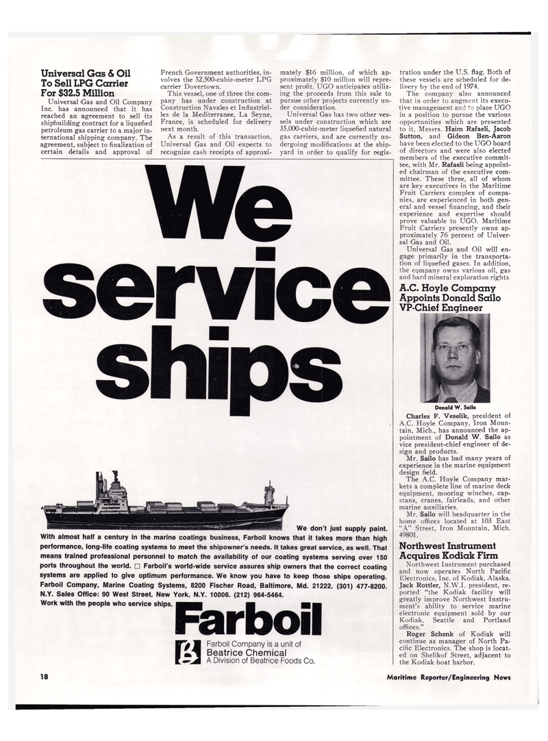 Maritime Reporter Magazine, page 14,  Mar 1974