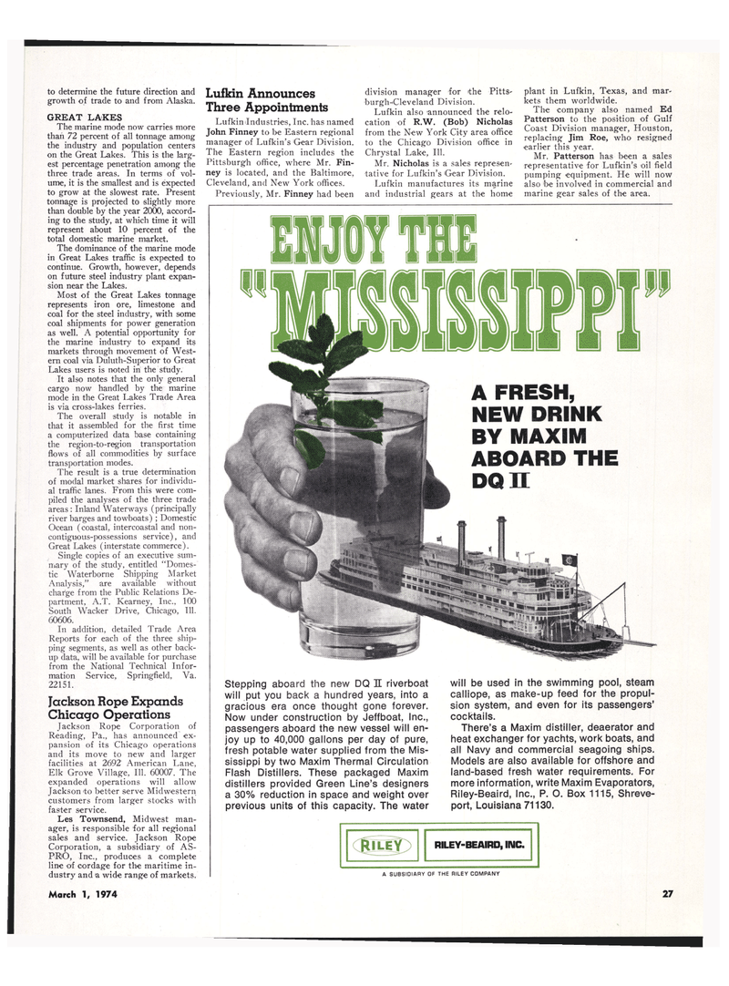 Maritime Reporter Magazine, page 23,  Mar 1974