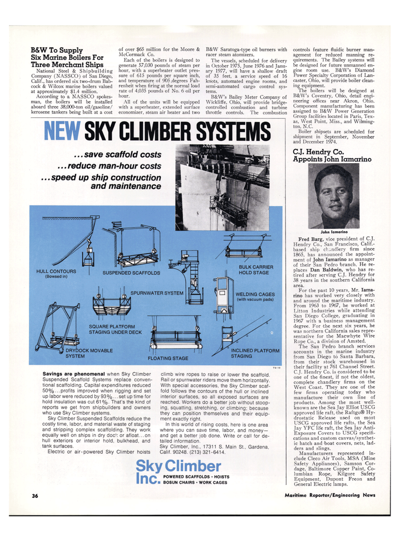 Maritime Reporter Magazine, page 32,  Mar 1974