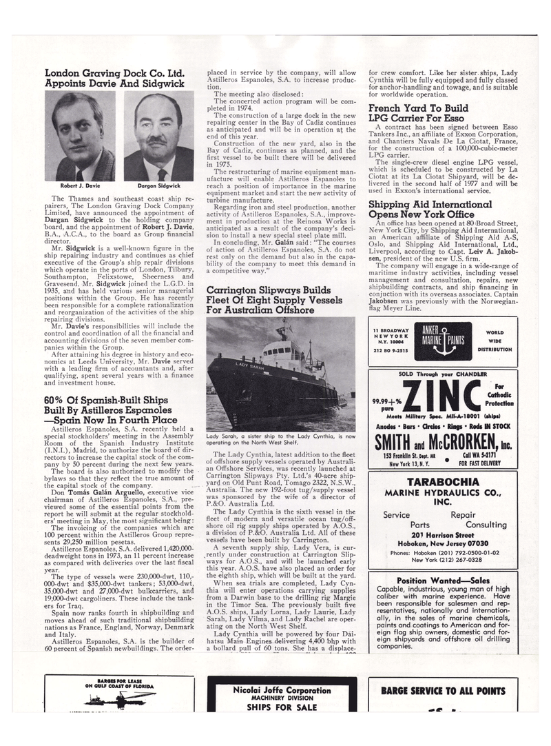 Maritime Reporter Magazine, page 46,  Mar 1974