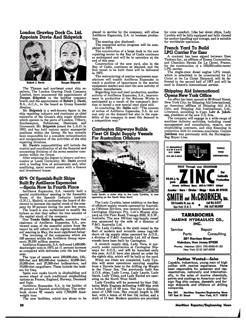 Maritime Reporter Magazine, page 48,  Mar 1974