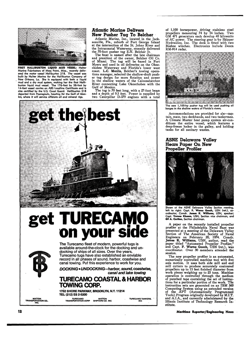Maritime Reporter Magazine, page 10,  Apr 1974