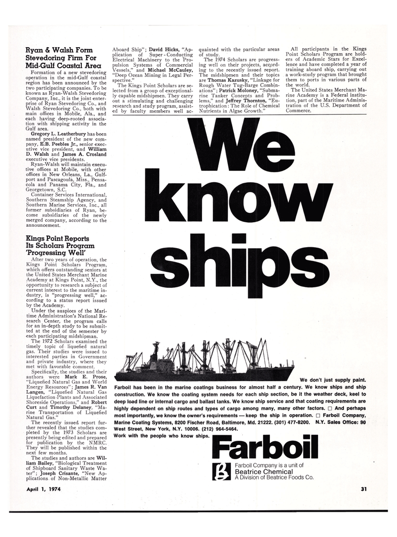 Maritime Reporter Magazine, page 28,  Apr 1974