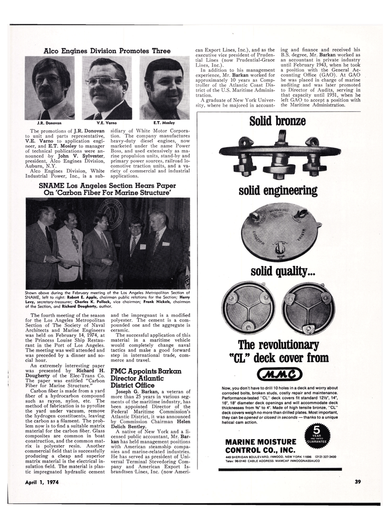 Maritime Reporter Magazine, page 36,  Apr 1974