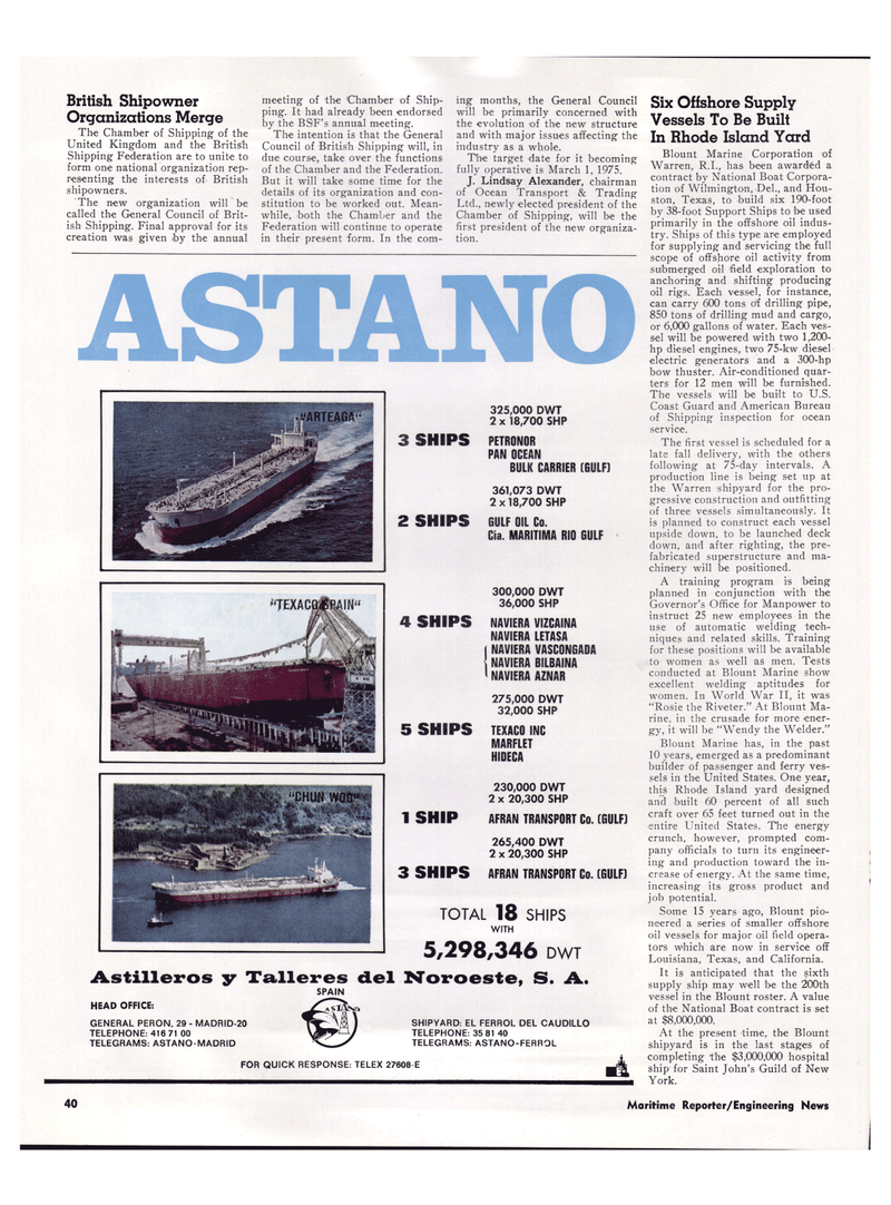 Maritime Reporter Magazine, page 37,  Apr 1974