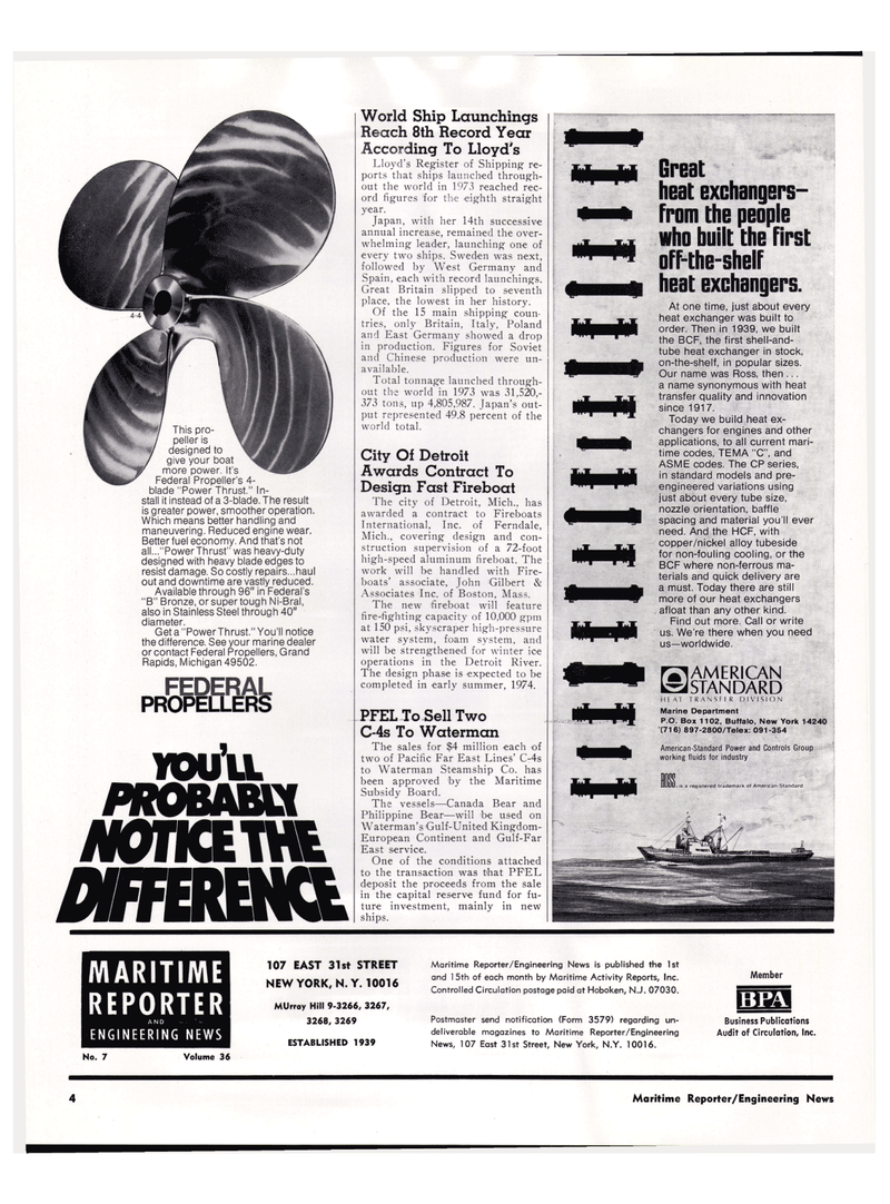 Maritime Reporter Magazine, page 2,  Apr 1974