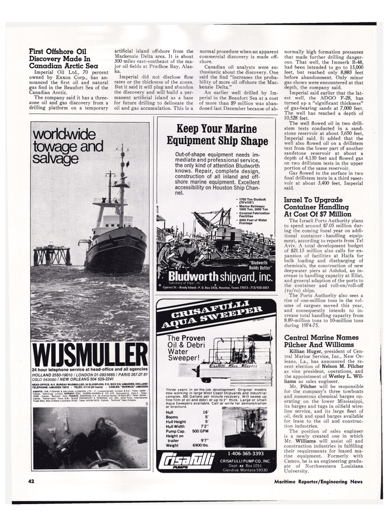 Maritime Reporter Magazine, page 39,  Apr 1974
