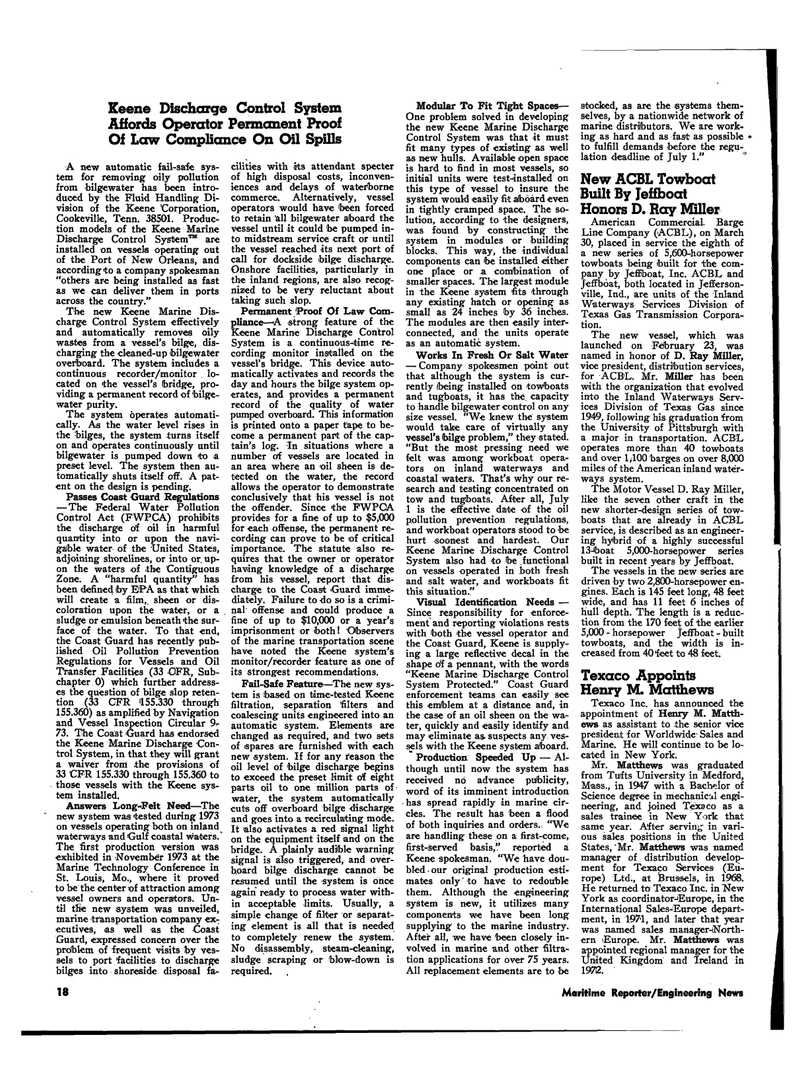 Maritime Reporter Magazine, page 16,  Apr 15, 1974
