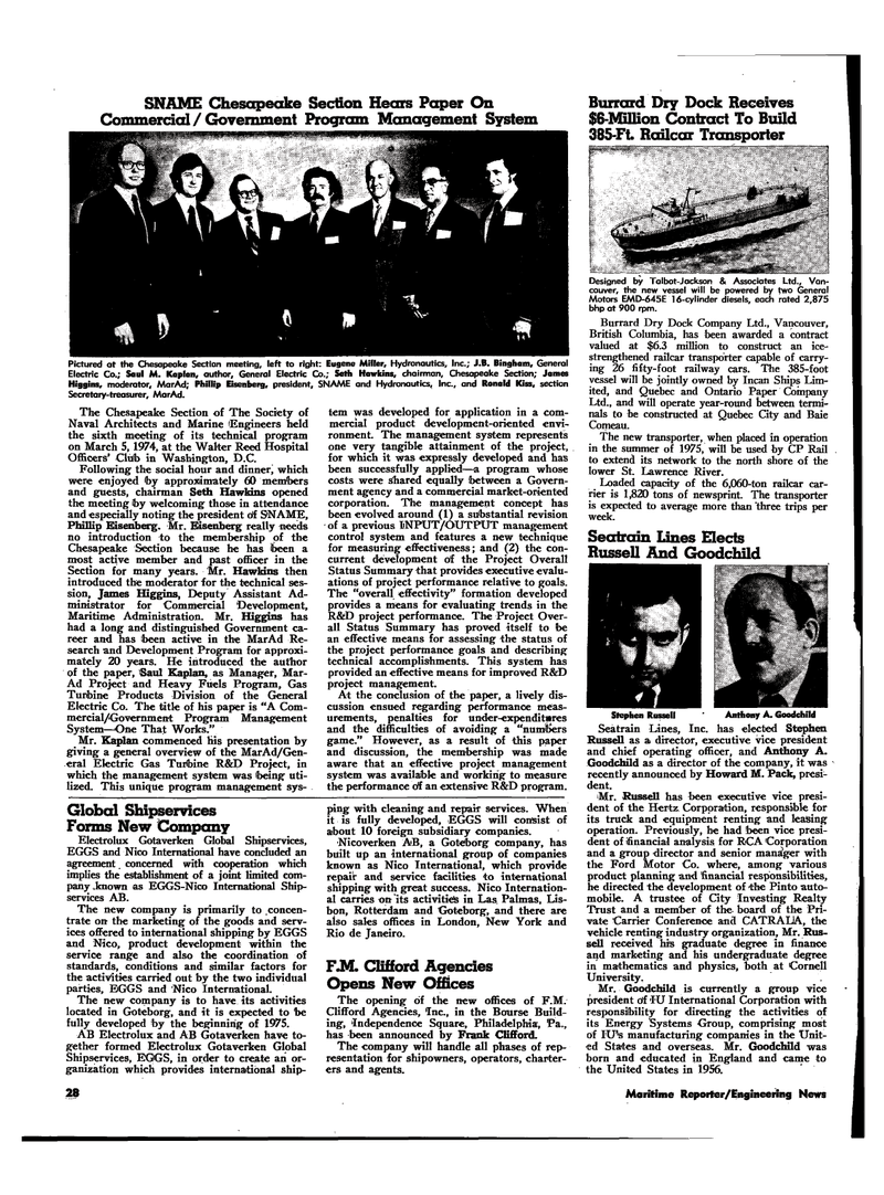 Maritime Reporter Magazine, page 25,  Apr 15, 1974