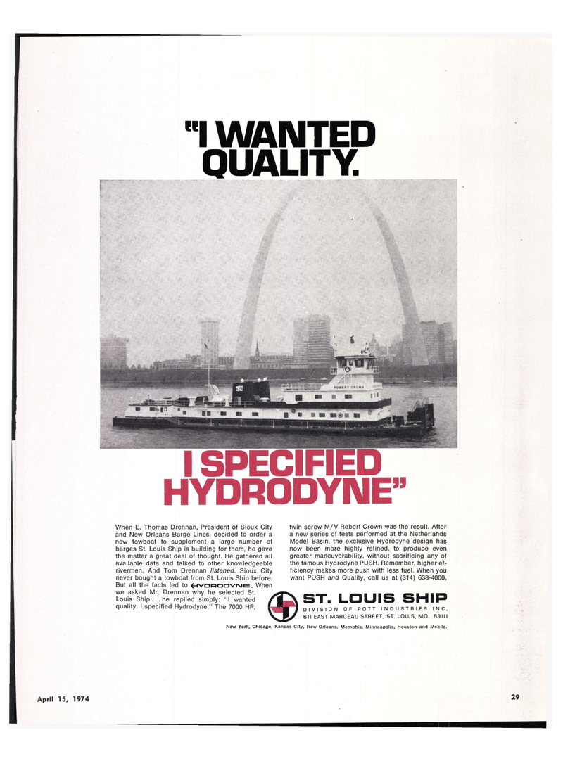 Maritime Reporter Magazine, page 26,  Apr 15, 1974