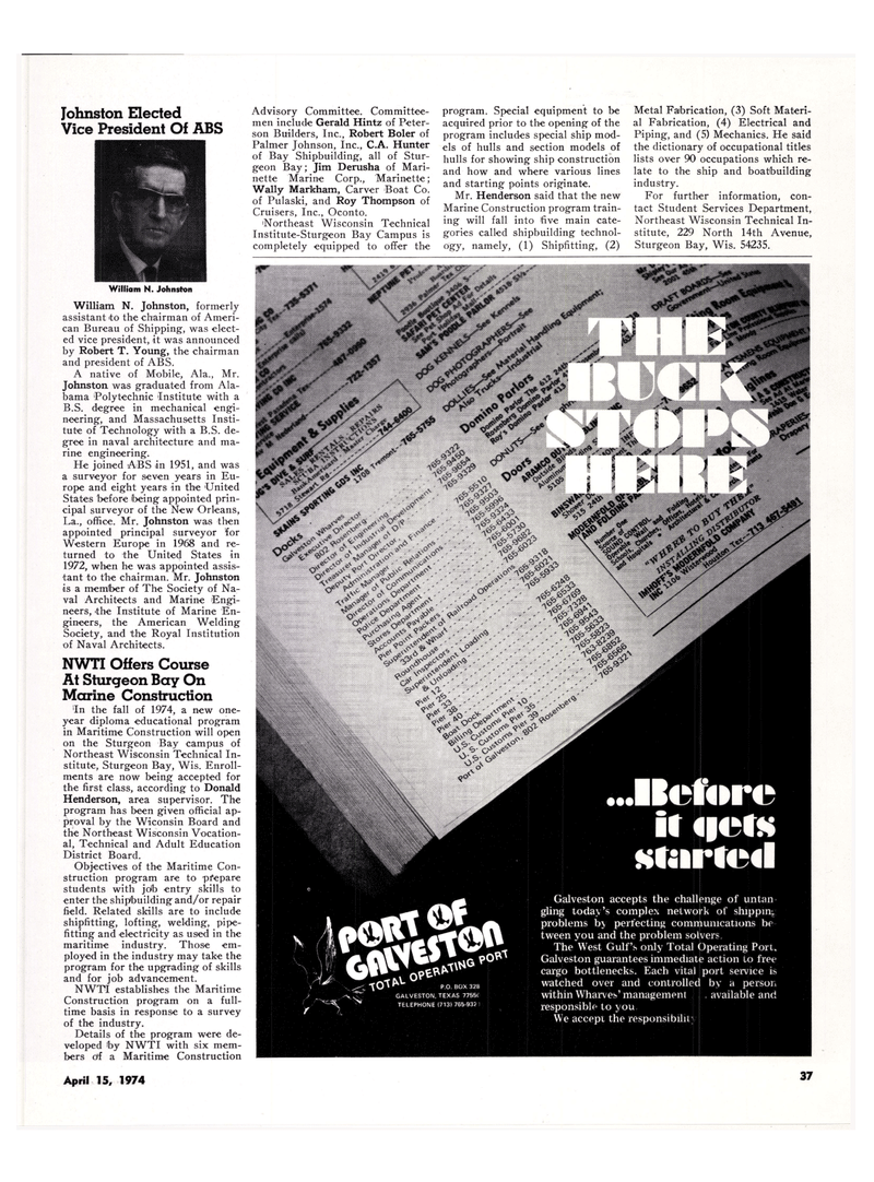 Maritime Reporter Magazine, page 34,  Apr 15, 1974