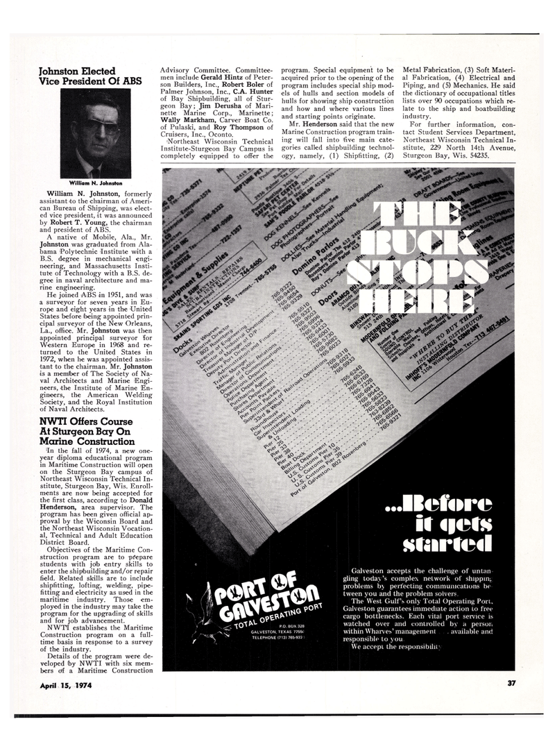 Maritime Reporter Magazine, page 36,  Apr 15, 1974