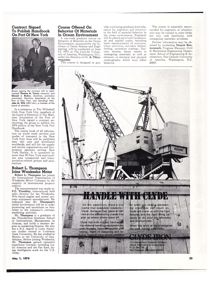 Maritime Reporter Magazine, page 23,  May 1974