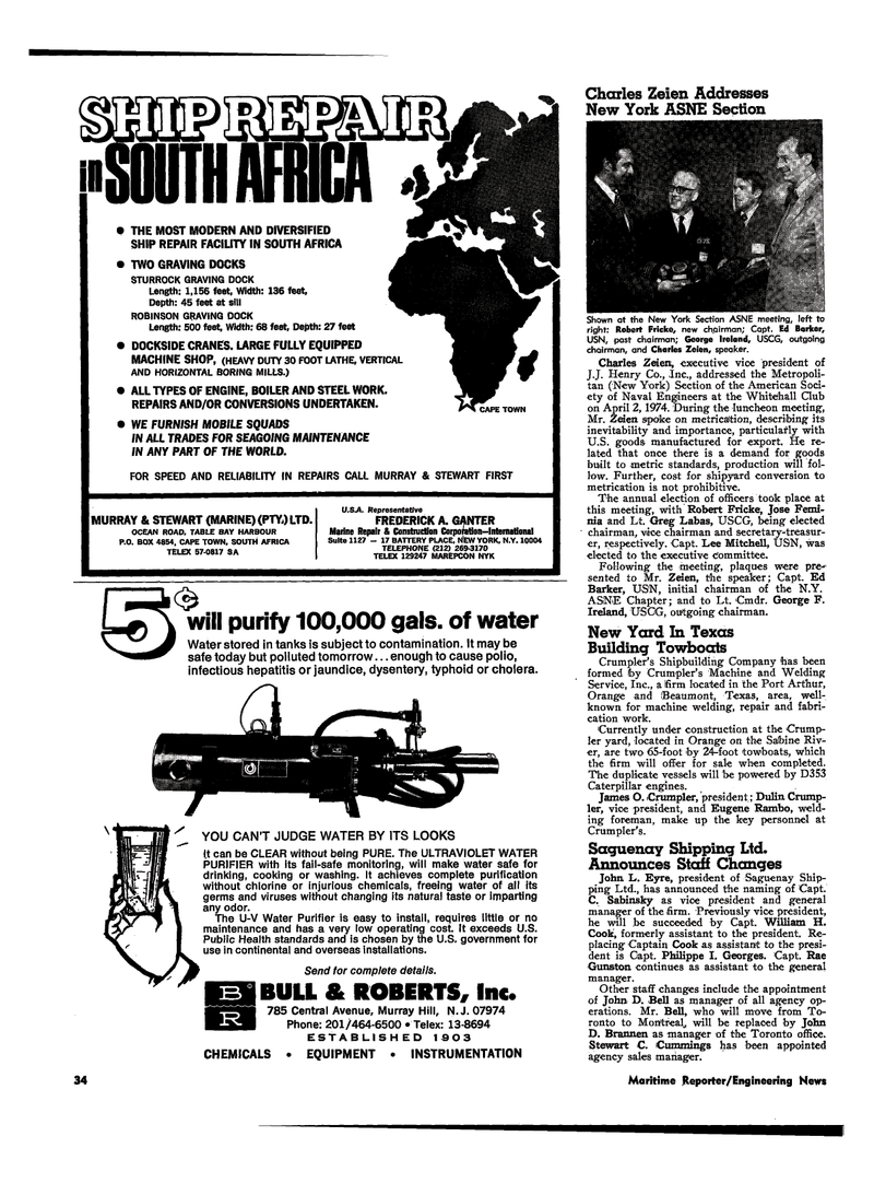 Maritime Reporter Magazine, page 32,  May 1974