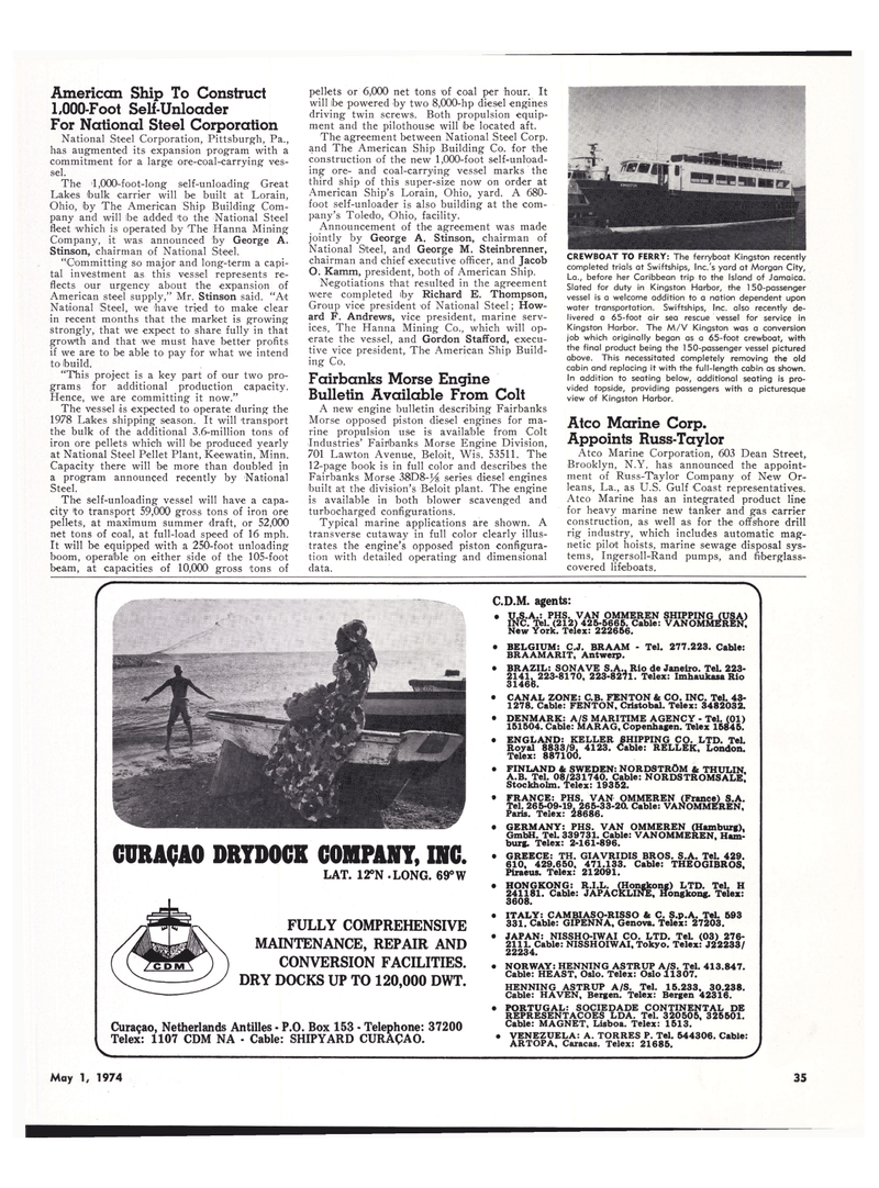 Maritime Reporter Magazine, page 33,  May 1974