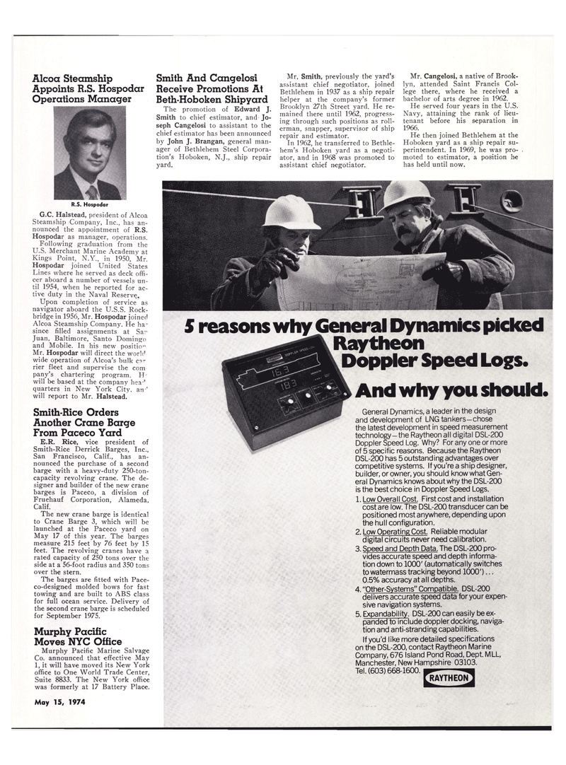 Maritime Reporter Magazine, page 16,  May 15, 1974